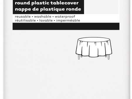 White Solid Round Plastic Table Cover, 84 , 1ct on Sale