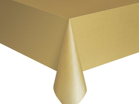 Gold Solid Rectangular Plastic Table Cover, 54  x 108 , 1ct For Cheap