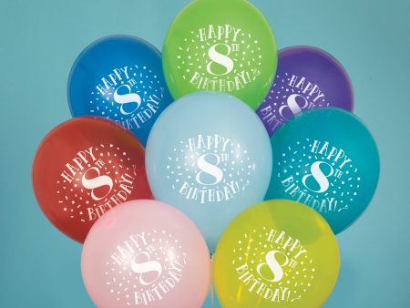 Fun Happy 8th Birthday 12  Latex Balloons, 8ct Discount